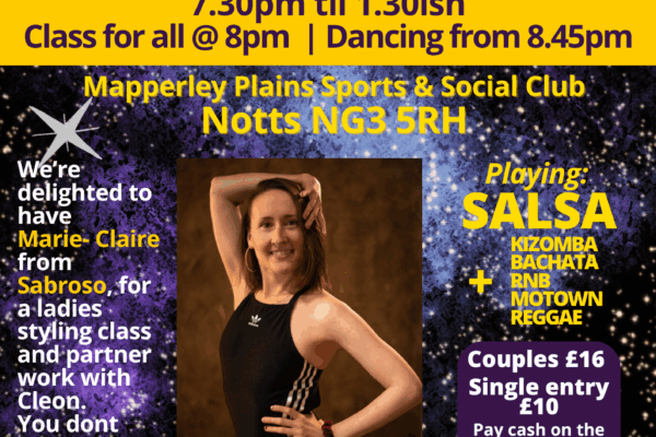 Salsa party and class with guest teacher Marie-Claire